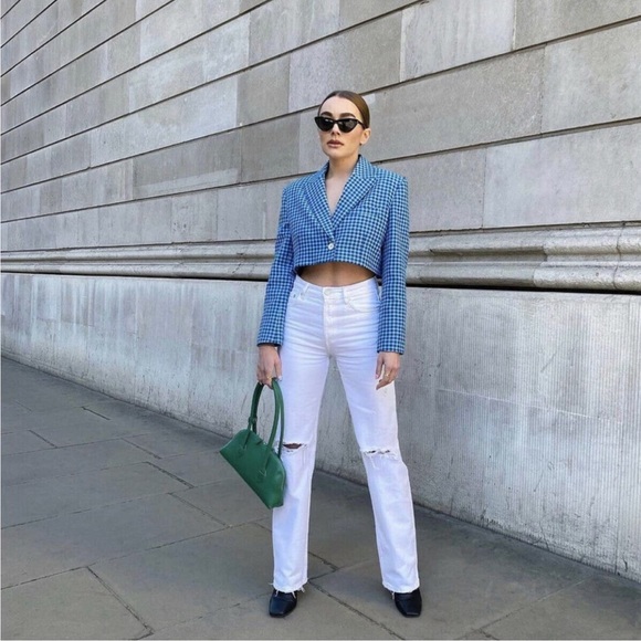 Zara Jackets & Coats Zara Plaid Coord Set Cropped Blazer Skirt